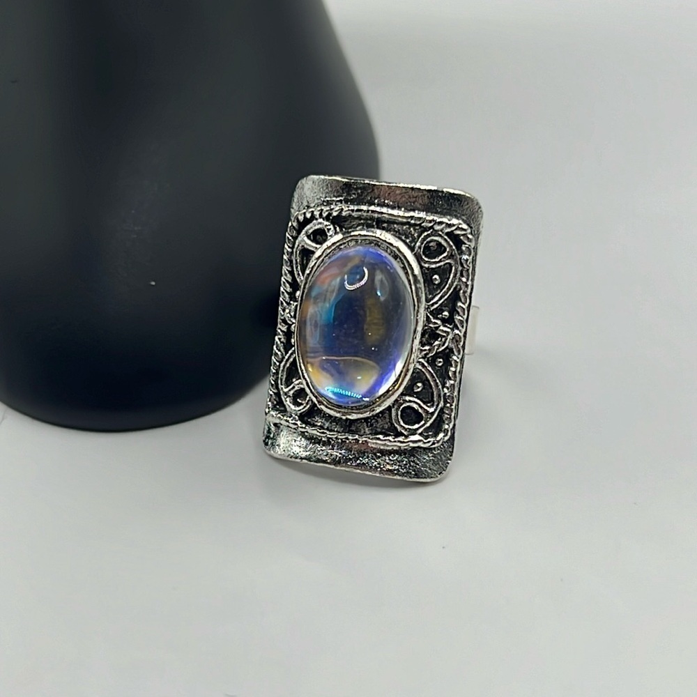 NEW Vintage Shiny Aura Moonstone Adjustable Ring